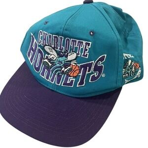 Vintage Charlotte Hornets SnapBack Hat GCC‎ Cap NBA Basketball Multi Logo